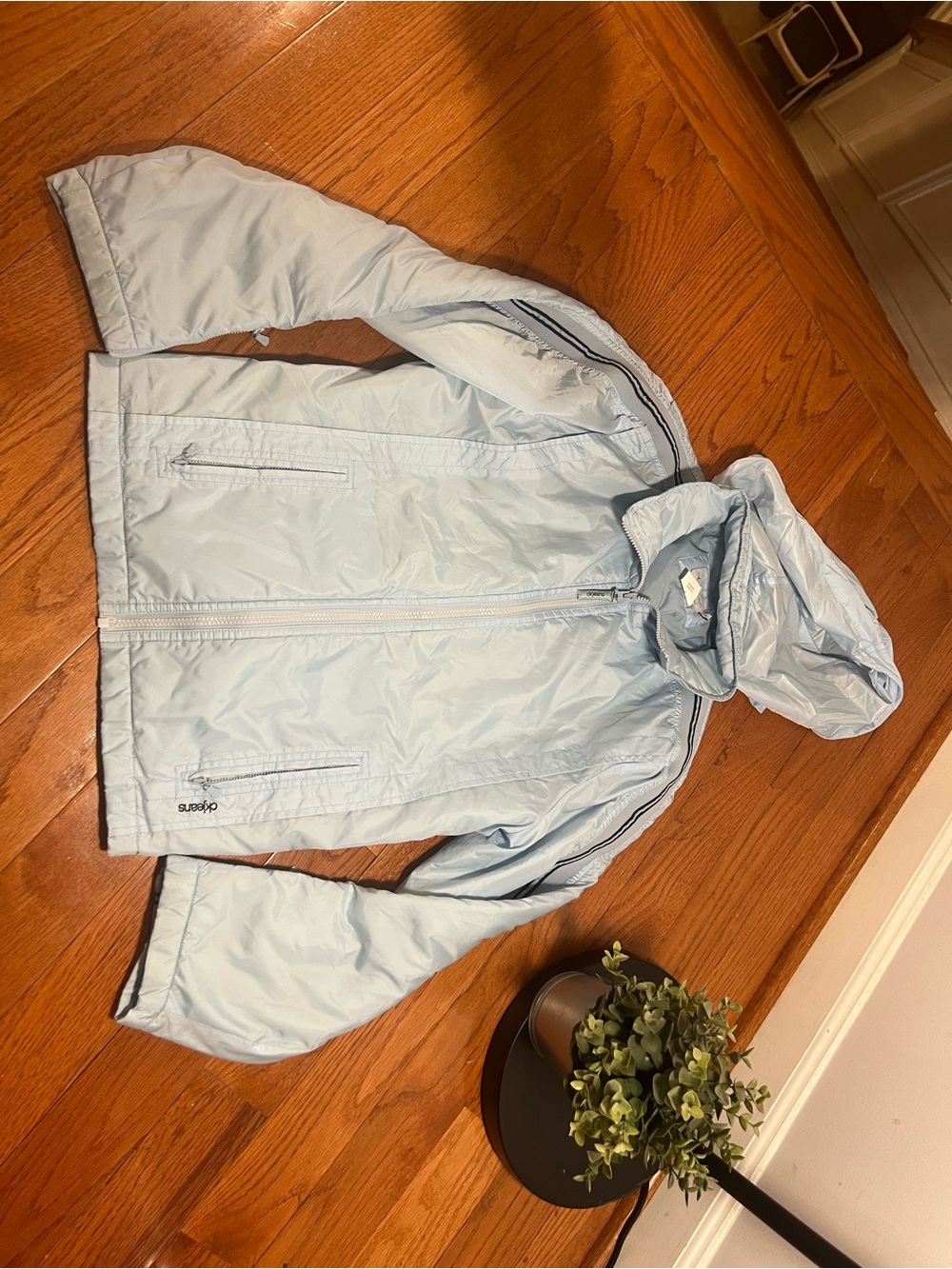 Light Blue Women's Hooded Windbreaker Jacket